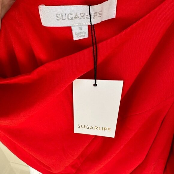 Sugarlips Such a Betty One Shoulder Red Top SZ M - Picture 9 of 14